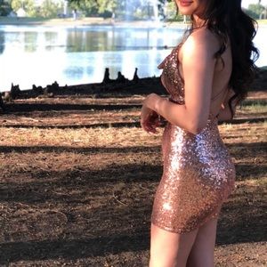 rose gold sequin dress